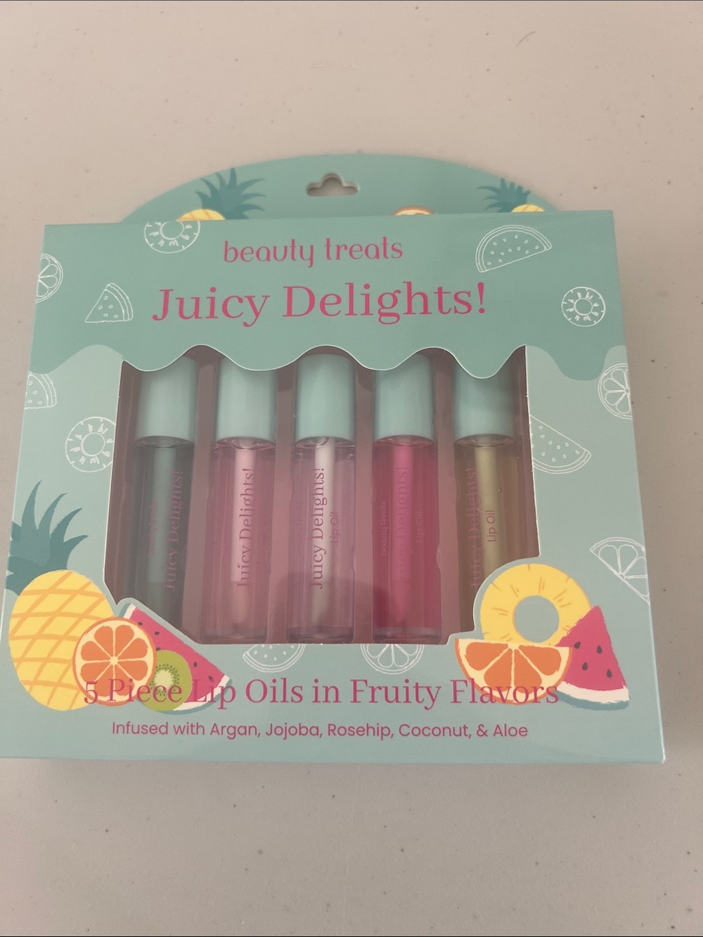 Juicy Delights! 5-Piece Lip Oil Set - Assorted Pink Shades